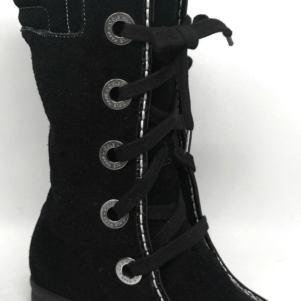 Cole Haan Mardi Womens Moc Toe Black Suede Leather Boot Boho Hipster Money 8B